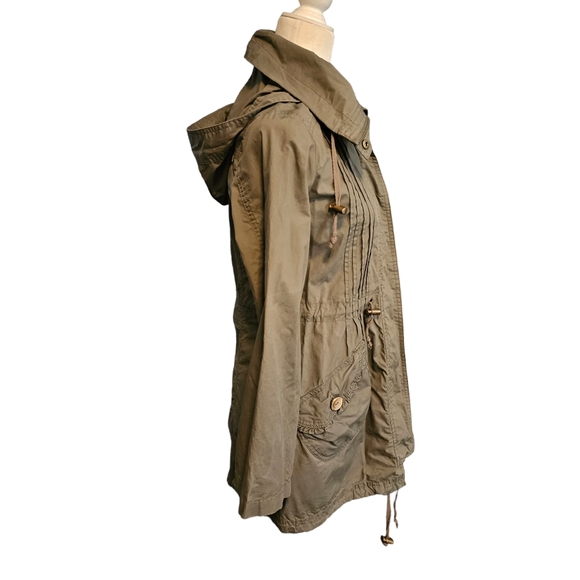 Denim Co. Hooded Lightweight Jacket Utility Pockets Green Women's Size 10 - Picture 5 of 16